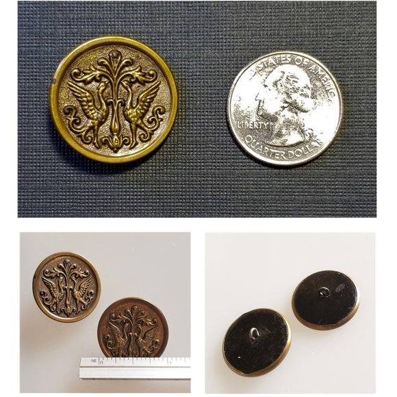 Antique & Vintage Gold-Toned Buttons, 2 Pairs - Picture 3 of 5